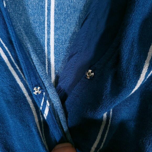 Free People Sleepy Time Indigo Stripe Kimono Top Womens Small Crossover FLAWS - Picture 11 of 15